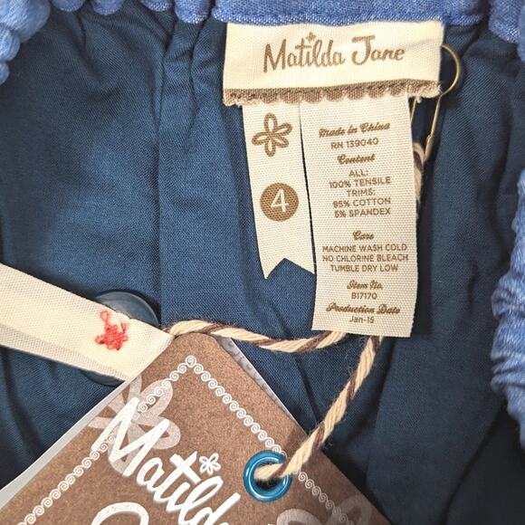 Matilda Jane Skirt Girls Size 4 Chambray Mini Kites Applique - Picture 5 of 5